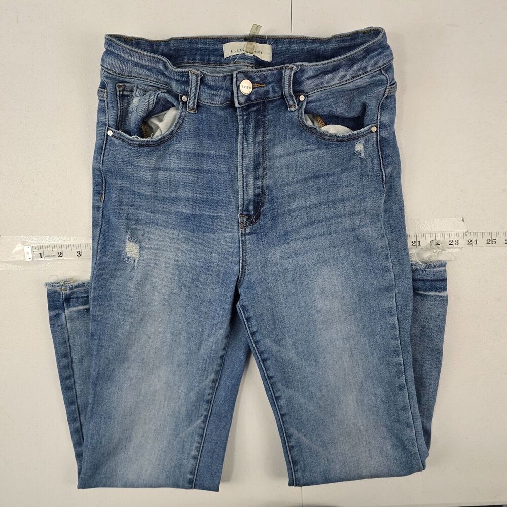Risen RDP5713 High Rise Ankle Flare Jeans blue denim 11/30 womens 4880